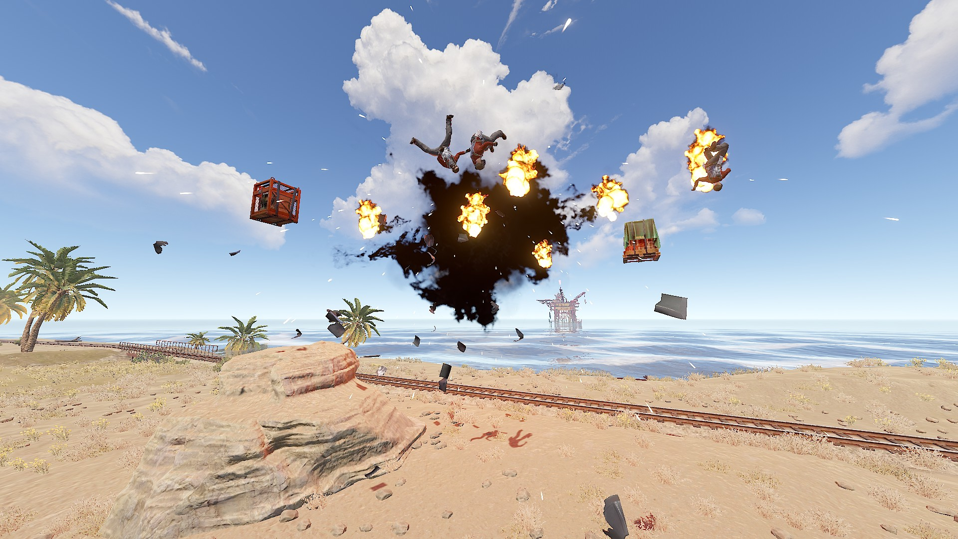 Cargo Plane Crash event explosion with airborne loot